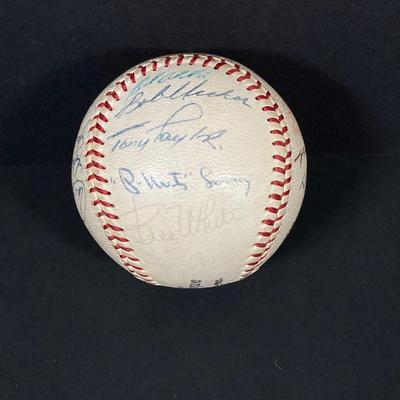 LOT 163: Baseball Collection - Autographed Baseball in Protective Stand (Bob Uecker), Wilson Pro Staff Glove, Worth Tennessee Thumper...