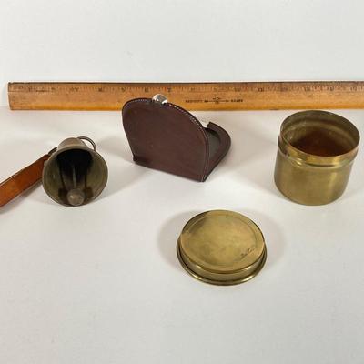 LOT 169: Vintage Collection - J.W Pipe, Cigarette Holder, Ashtray, Back Scratcher (Italy), Shoe Horn, Leather Holders, Brass Bell and...