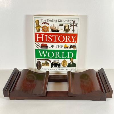 LOT: Bombay Adjustable Wooden Book Ends, Replogle Globe, Binoculars, Vintage Drawing / Measuring Tools and More