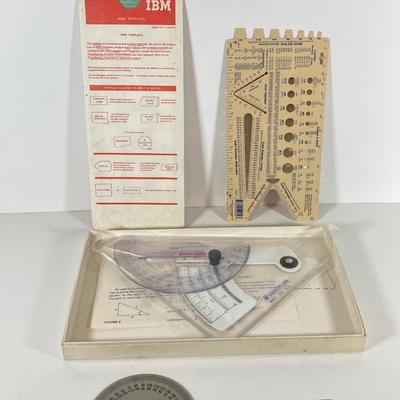 LOT: Bombay Adjustable Wooden Book Ends, Replogle Globe, Binoculars, Vintage Drawing / Measuring Tools and More
