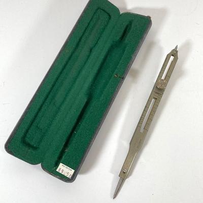 LOT: Bombay Adjustable Wooden Book Ends, Replogle Globe, Binoculars, Vintage Drawing / Measuring Tools and More