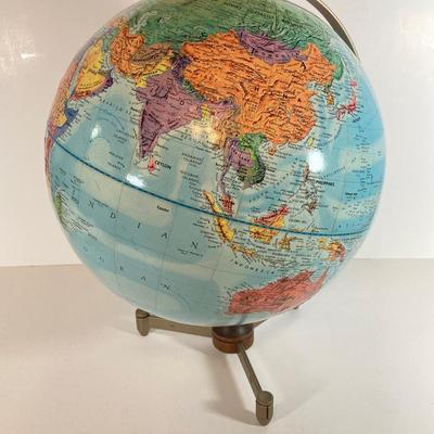 LOT: Bombay Adjustable Wooden Book Ends, Replogle Globe, Binoculars, Vintage Drawing / Measuring Tools and More