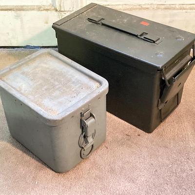 LOT 173: Military Collection - Olive Drab Duffle Bag, Ammo Storage Containers, Cantine Bottle, Saw, Shovel and More