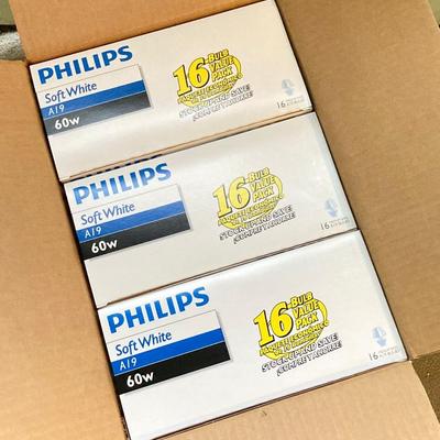LOT 175: Large Lot of Light Bulbs - Phillips Soft White 60w and GE Soft White 60w