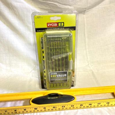 LOT 178: Two Craftsman Tool Belt / Pouch, New Ryobi Drill Bits and Stanley Level