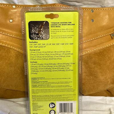 LOT 179: Bucket Boss Brand Gatemouth Jr Tool Bag, Craftsman Tool Belt, Pencil Holder, Ryobi Drill Bits