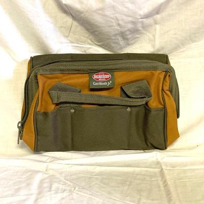LOT 179: Bucket Boss Brand Gatemouth Jr Tool Bag, Craftsman Tool Belt, Pencil Holder, Ryobi Drill Bits