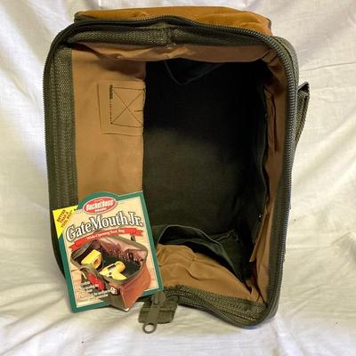 LOT 179: Bucket Boss Brand Gatemouth Jr Tool Bag, Craftsman Tool Belt, Pencil Holder, Ryobi Drill Bits