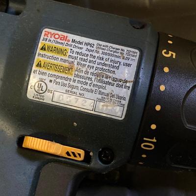 LOT 180: Ryobi Cordless Drill, Ryobi Drill Bits, Black & Decker Door Lock Installation Kit and Nicholas Tool Pouch