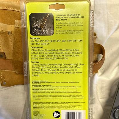 LOT 180: Ryobi Cordless Drill, Ryobi Drill Bits, Black & Decker Door Lock Installation Kit and Nicholas Tool Pouch