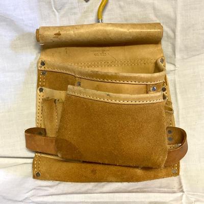 LOT 180: Ryobi Cordless Drill, Ryobi Drill Bits, Black & Decker Door Lock Installation Kit and Nicholas Tool Pouch