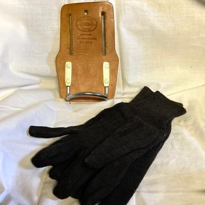 LOT 182: Ready to Work Collection - Craftsman Tool Pouch, Sears Size 10.5 Work Boots, Hand Axe / Hatchet, Hook Hanging Work Light, Jersey...