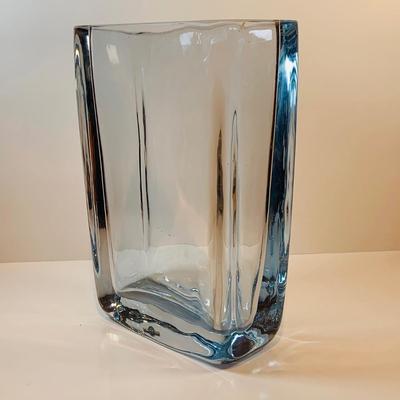 LOT:190: Beautiful Murano Blue Art Glass Bowl and 2 Tall Strombershyttan Crystal Vases
