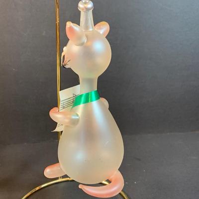 LOT:191: Vintage Ornaments Including De Carlini Angel, Clown and Mouse. Art Glass Teadrop Ornament, Resl Lenz Pear Shaped Ornament and More