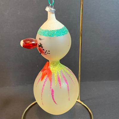 LOT:191: Vintage Ornaments Including De Carlini Angel, Clown and Mouse. Art Glass Teadrop Ornament, Resl Lenz Pear Shaped Ornament and More