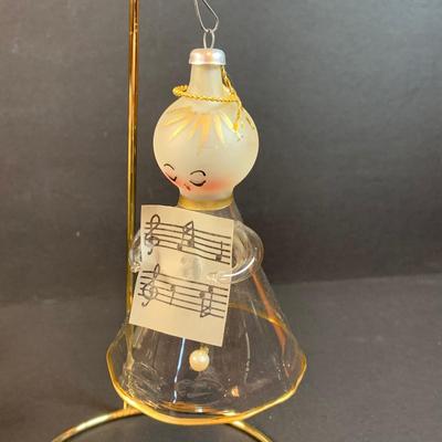 LOT:191: Vintage Ornaments Including De Carlini Angel, Clown and Mouse. Art Glass Teadrop Ornament, Resl Lenz Pear Shaped Ornament and More