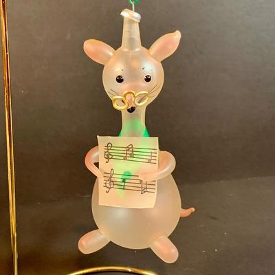 LOT:191: Vintage Ornaments Including De Carlini Angel, Clown and Mouse. Art Glass Teadrop Ornament, Resl Lenz Pear Shaped Ornament and More