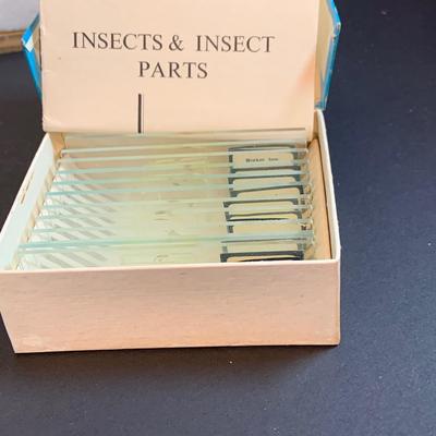 LOT:194: Vintage Sears Power Zoom Mircoscope in Original Wood Case with Slides and More