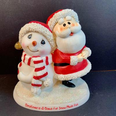 LOT:195: Adorable Christmas Decor Including Precious Moments Rudolph the Red-Nosed Reindeer Santa Figurine, Mikasa Bell, Glass Ornaments,...