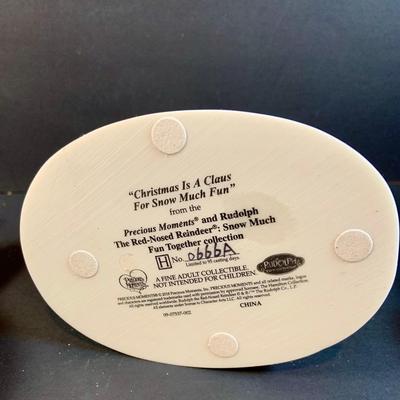 LOT:195: Adorable Christmas Decor Including Precious Moments Rudolph the Red-Nosed Reindeer Santa Figurine, Mikasa Bell, Glass Ornaments,...