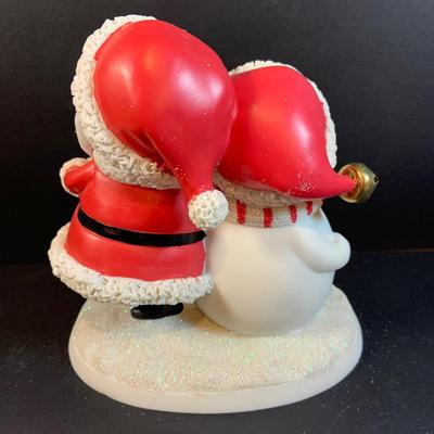 LOT:195: Adorable Christmas Decor Including Precious Moments Rudolph the Red-Nosed Reindeer Santa Figurine, Mikasa Bell, Glass Ornaments,...