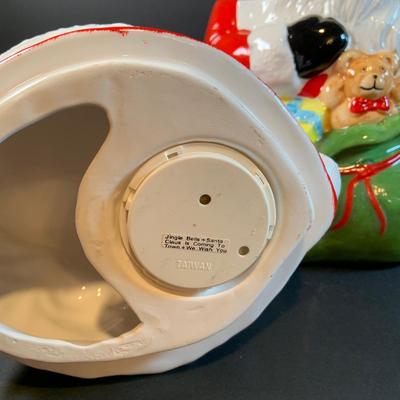 LOT 196: Holidays with Dunkin, Coke and Starbucks- Cups, Glasses, Canister, a Musical Santa Cookie Jar, Glass Stir Sticks and More