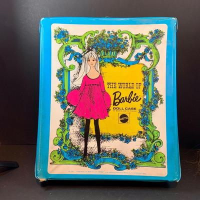 LOT 197: Vintage Barbie Doll Case (1968) Loaded with Groovy 60's Clothing; Babrie (1966), Francie (1966) and Little Kiddies Dolls