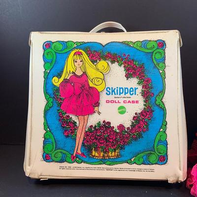 LOT 198: Vintage Skipper Doll Case Loaded with 60's Clothing for Ken, Skipper, Francie and Barbie, and a Ken (1966) Barbie (1967)...