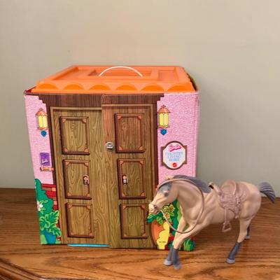 LOT 199: Barbie Country Living Home Play Set with Furniture and Other Barbie Accessories and a Bonaza Horse