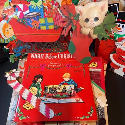 LOT 202: Vintage Christmas Ephemera Including Cards, Cut-Outs. Wall Hangings Magazines and Much More