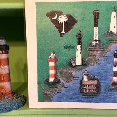 Lighthouse Figurine Display Celebrating The Beauty & Picturesque Views of Coastal South Carolina