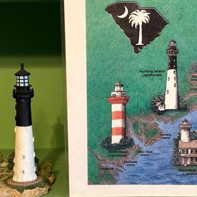 Lighthouse Figurine Display Celebrating The Beauty & Picturesque Views of Coastal South Carolina