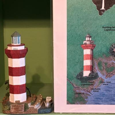 Lighthouse Figurine Display Celebrating The Beauty & Picturesque Views of Coastal South Carolina