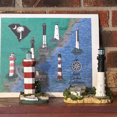 Lighthouse Figurine Display Celebrating The Beauty & Picturesque Views of Coastal South Carolina