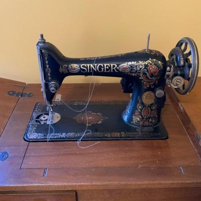 Antique Singer Sewing Machine and Cabinet