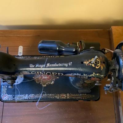 Antique Singer Sewing Machine and Cabinet