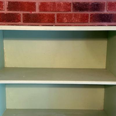 Retro Green Hoosier Cabinet Display with Wheels