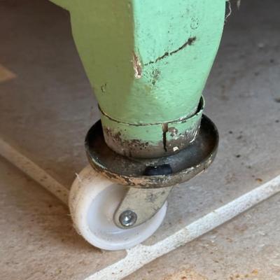 Retro Green Hoosier Cabinet Display with Wheels