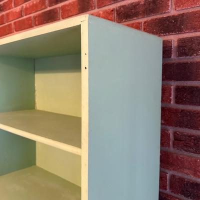 Retro Green Hoosier Cabinet Display with Wheels