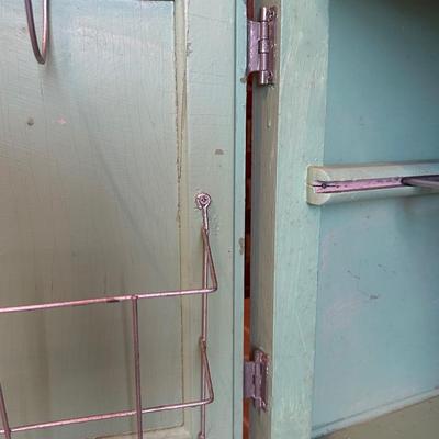 Retro Green Hoosier Cabinet Display with Wheels