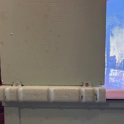 Retro Green Hoosier Cabinet Display with Wheels