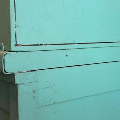 Retro Green Hoosier Cabinet Display with Wheels