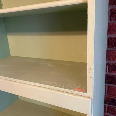 Retro Green Hoosier Cabinet Display with Wheels