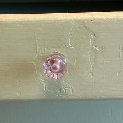 Retro Green Hoosier Cabinet Display with Wheels