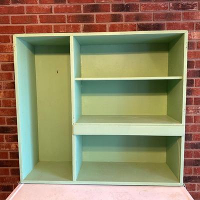 Retro Green Hoosier Cabinet Display with Wheels