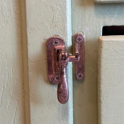 Retro Green Hoosier Cabinet Display with Wheels