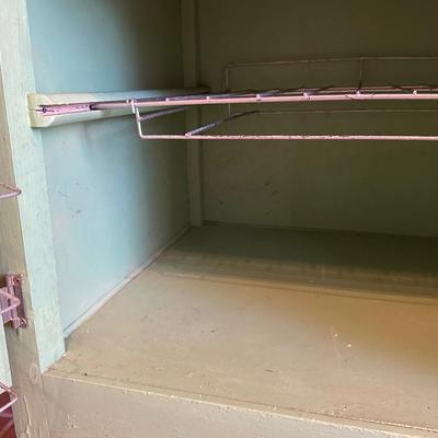 Retro Green Hoosier Cabinet Display with Wheels