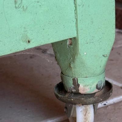 Retro Green Hoosier Cabinet Display with Wheels