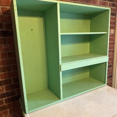 Retro Green Hoosier Cabinet Display with Wheels