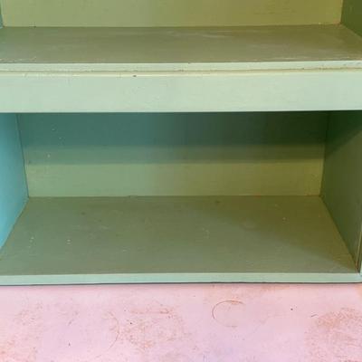 Retro Green Hoosier Cabinet Display with Wheels